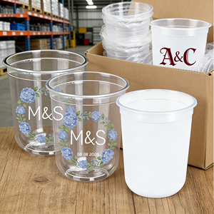 <span class=keywords><strong>Verre</strong></span> à vin en plastique PP de 12 oz, gobelets en plastique PS colorés en acrylique pour champagne, avec logo personnalisé et <span class=keywords><strong>nom</strong></span> de la mariée imprimé des deux côtés - Product Image 1