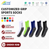Chaussettes de sport antidérapantes pour jeunes hommes, chaussettes de football respirantes à séchage rapide avec particules de caoutchouc