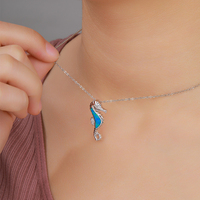 Ensemble collier chaîne maille forçat en argent sterling 925 pour femme avec zircone cubique 5A et pendentif opale de bord de mer, cadeau de fiançailles vintage exquis