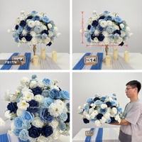 FB1774 Composition florale de mariage faite à la main, bouquet artificiel de ranunculus, roses blanches et bleues, hortensias, boule de fleurs de 50 cm, centre de table