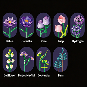 Flower Bouquet Building <b>Kit</b>,624 Pcs Adjustable Stem Petal Botanical Collection, <b>DIY</b> Home Decor Gift for Adults Teens, - Product Image 3