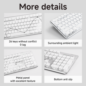 Eweadn Bàn phím ngôn ngữ Hàn Quốc RGB có dây 104 phím gx710 Kailh gõ êm chống tràn cho văn phòng sử dụng máy tính - Product Image 5