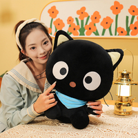 Vente directe d'usine, adorable peluche en forme de chat chocolat, forme 3D avec un look dodu charmant, écharpe bleue, poupée en peluche animale