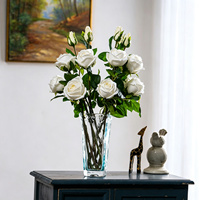 Bouquet de roses artificielles fait main en soie, fausse fleur en spray pour mariage, douche nuptiale, centre de table, décoration de vase à domicile