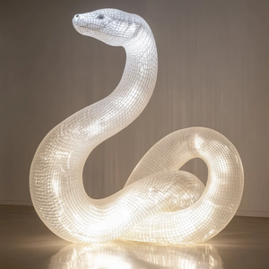 Installazione Artistica Personalizzata per Interni <span class=keywords><strong>di</strong></span> Gallerie d'Arte, Scultura <span class=keywords><strong>di</strong></span> Serpente Illuminata su Rete, Statua Gigante <span class=keywords><strong>di</strong></span> Cobra Luminosa per Festival - Product Image 3
