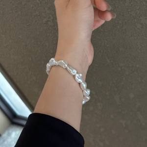 Collier à boucle OT en argent S925 à la mode pour femmes, baroque d'eau douce, 13-15, lumière froide, bracelets et joncs robustes, vente en gros, cadeau - Product Image 4