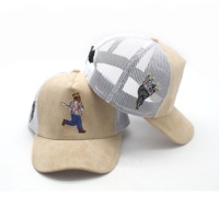 Chapeaux de camionneur de maille de bord de logo de broderie personnalisée de chapeau de camionneur de daim de mode avec le prix usine