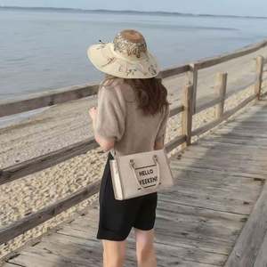 Bolsos de lona para mujer al por mayor con cierre de cremallera y cadenas, bolsos de moda nuevos de gran tamaño para el día a día, baratos y de gran venta. - Product Image 4