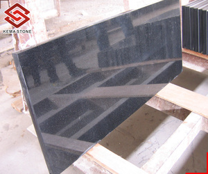 Precio al por mayor, superficie de encimera superior de isla de cocina de granito negro puro absoluto pulido chino (Nero Assoluto) con borde plano - Product Image 2