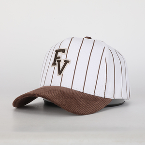 Gorra de Béisbol Clásica de Alta Calidad, Personalizada, Bordado 3D, Estilo Retro, con Correa Ajustable y Patrón de Rayas, Color Blanco y Marrón, de Pana - Product Image 2