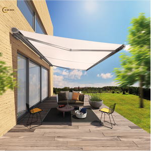 Auvent de terrasse motorisé rétractable KAKADU, cadre en aluminium, résistant au vent, largeur 6,0 m, télécommande, polyester - Product Image 1
