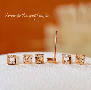 Boucles d'oreilles en or véritable pur 14k, petits clous solides, nouvelle tendance, de haute qualité, cerceaux en Vermeil, Rose Moissanite, 3-7mm, offre spéciale - Product Image 3
