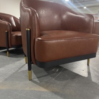 Fauteuil de salon simple et moderne en similicuir, style luxe léger, pour salon et hôtel, en tissu et toile