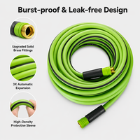 Tuyau d'arrosage multifonctionnel vert de 22,8 m en PVC souple toutes saisons avec raccords en laiton anti-pliement pour jardin et pelouse