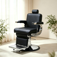 Fauteuil de Barbier Haut de Gamme en Métal, Style Américain, Pliable, Rotatif, Accoudoirs Personnalisables pour Permanente, Coloration et Coiffure