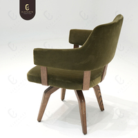 Fauteuil de salle à manger moderne en bois massif avec tissu vert velours