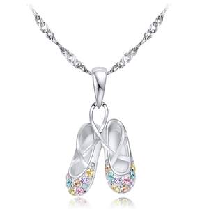 Collana <span class=keywords><strong>Ballerina</strong></span> in Argento, Gioielli con Zirconia Cubica, Collana a Forma di Scarpette da Ballo per Donne, Ragazze e Bambine - Product Image 1