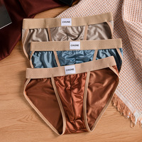 Sous-vêtements pour hommes en satin de soie glacée, cool et confortable, slips taille mi-haute en nylon tricoté pour garçons de la génération avec cheveux