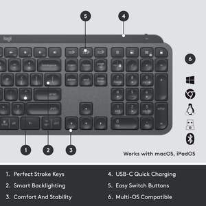 Custom Russian Logitech MX Keys S Switches Ergonomic Office <strong>Usb</strong> Mobile Phone Pc <strong>Computer</strong> Laptop BT Tablet <strong>Wireless</strong> <strong>Keyboard</strong> Oem - Product Image 4