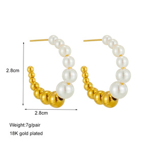 Boucles d'oreilles créoles colorées de luxe léger pour femme, inaltérables, avec perles, accessoires et composants de bijoux sophistiqués - Product Image 4
