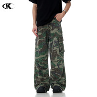 Pantalon Cargo Homme YOFA Personnalisé 100% Coton Camouflage Ample Jambe Large Décontracté Vintage Coupe Droite Tendance Camo ODM