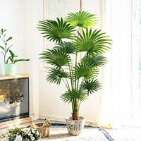 Künstliche Fächerpalme mit Echtem Aussehen, Künstliche Palme im Topf, Tropische Kunstpflanze für Heim, Büro und Lobby-Dekoration