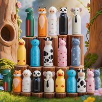 Botella de Agua Infantil con Diseño de Animales, Personalizable con Logotipo, de Acero Inoxidable, Aislada, con Pajita, 200ml 500ml, para la Escuela