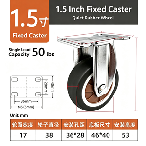 ล้อเลื่อนแบบ Heavy Duty พร้อมเบรกด้านข้าง ขนาด 33*39 มม. แผ่น TPE สีกาแฟ ล้อกันลื่น ลูกปืน ระบบล็อค เงียบ - Product Image 5
