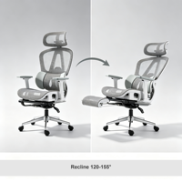 Chaise de bureau ergonomique en maille avec accoudoirs 8D, chaise de jeu inclinable avec repose-pieds