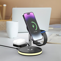 Station de charge sans fil magnétique 3-en-1 rapide 15W pliable pour iPhone 16/15/14/13/12 Pro Max et chargement d'écouteurs
