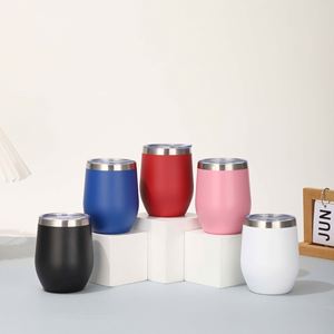 Tasse isotherme en acier inoxydable 304 à double paroi sous vide, forme œuf 12oz, pour le commerce transfrontalier, modèle ventru - Product Image 1