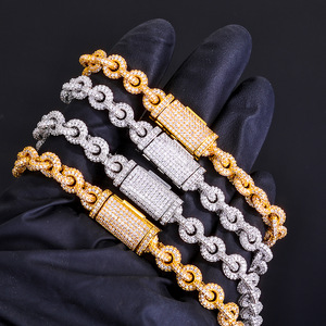 Manufacture OEM ODM 8mm Interlocking <b>Chain</b> Fine Jewelry <b>Copper</b> Moissanite Link <b>Chain</b> Necklace Men Hop Necklace - Product Image 6