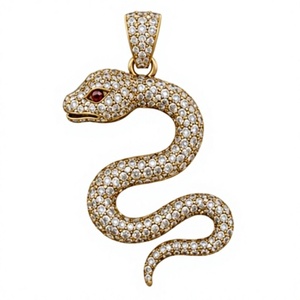 ORELIA LUXE Custom Iced Out Moissanite Letter Pendant <b>Copper</b> Round Brilliant Cut Gold Plated Snake <b>Chain</b> Hip Hop Men's Jewelry - Product Image 3