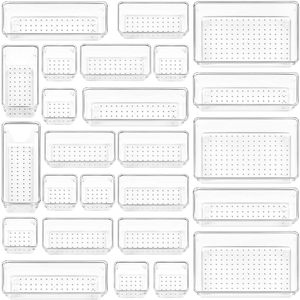 Wholesale Clear Plastic Rectangle <b>Drawer</b> Organizer Set for Makeup Jewelry Office <b>Desk</b> Bathroom Bedroom Kitchen Injection - Product Image 3