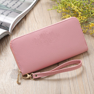 กระเป๋าสตางค์มีซิปสีชมพูสำหรับผู้หญิงมีช่องใส่โทรศัพท์มีช่องใส่บัตรกระเป๋าสตางค์แบบสั้นมีพู่ประดับด้วยกระเป๋าสำหรับใส่เหรียญดีไซน์แบบเย็บปะติดสำหรับผู้หญิง K273ยาว - Product Image 5