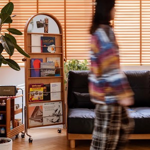 Zeyang Magazine <b>Mirror</b> Cherry Wood Full-Length <b>Floor</b> <b>Standing</b> <b>Mirror</b> Home Use Minimalist Design Casual Style - Product Image 3