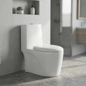 WC monobloc en céramique de style classique, à chasse d'eau par siphon, avec siphon en P ou en S, à poser au sol - Product Image 4