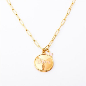 Collar Personalizado con Signo Zodiacal, Colgante de Estrella Rosa, Collares Redondos con Letras del Zodiaco - Product Image 4