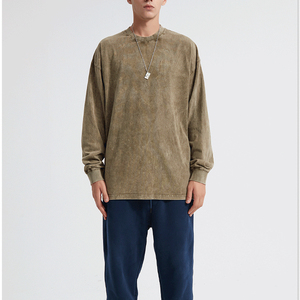 Camiseta de Manga Larga Retro Lavada al Ácido de 230 Gsm, Camiseta Extra Grande de Algodón, Camiseta Casual Estampada para Hombre - Product Image 4