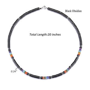 Collar de Piedras Preciosas de Obsidiana Negra y Ojo de Tigre con 7 Chakras para Hombre, Collar de Cuentas de Piedra Natural JNK9415 - Product Image 4