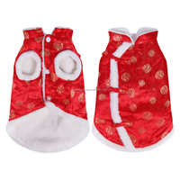 Vêtements pour animaux de compagnie, costume Tang, manteau chaud et épais pour petits chiens et chats, imprimé festif du Nouvel An, gilet pour chien, hiver, Halloween