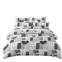 Parure de lit Cœur de Léopard en stock en Pologne, Housse de couette patchwork noir et blanc pour dropshipping UE, 3 pièces de linge de lit