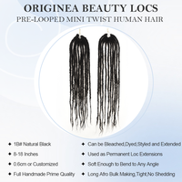 Cheveux humains vierges Remy vietnamiens Orginea Pre-loop Mini Twist Crochet Afro Bulk Pre Twisted Goddess Machine Double Weft Hair