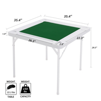 Table de mahjong pliable LuckyOCT Square Blow Molded, plateau en HDPE blanc de 90 cm avec base métallique pliable