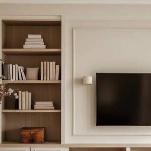 モダンクラシック黒木制フローティングテレビスタンド壁ユニットリビングルーム家具暖炉付きベッドルームとホテル用 - Product Image 3