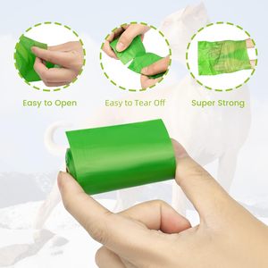 Sacs à déjections canines biodégradables extra épais, anti-fuites et résistants aux déchirures, compatibles avec les distributeurs et les laisses pour chiens - Product Image 2