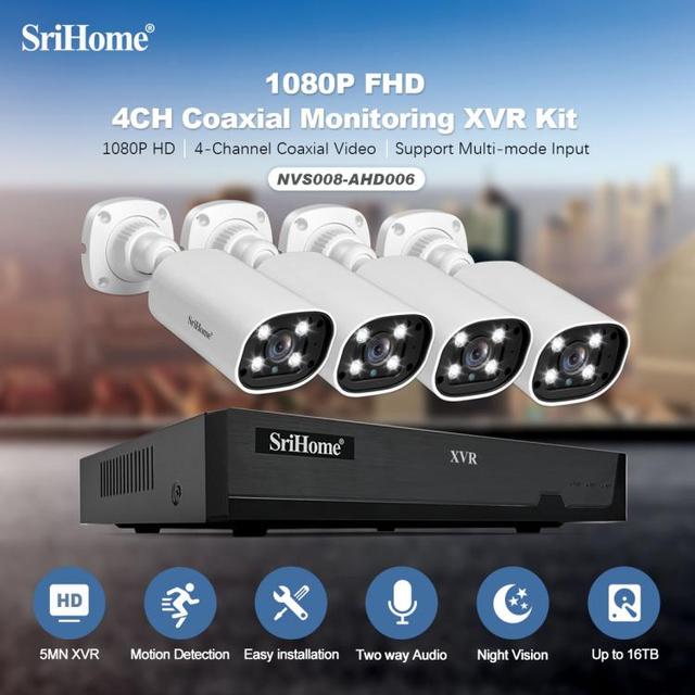 Wholesale Popular SriHome NVS008-AHD006 2MP HD 4-CH XVR NVR Camera Network Video Recorder Kit Security IP Wireless Camera