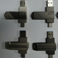 Flashdisk USB 2in1 Tipe-C USSD 1TB Grosir Putar 16g 32g 64g Kreatif Hadiah Logam Custom Flash Drive USB