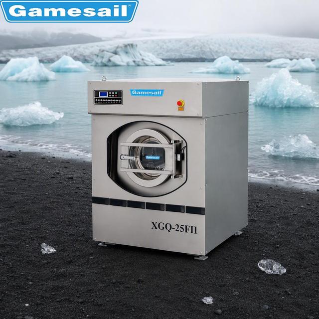 25kg Electric Stainless Steel Fully Automatic Washer Extractor 220V Laundry Washing Machine