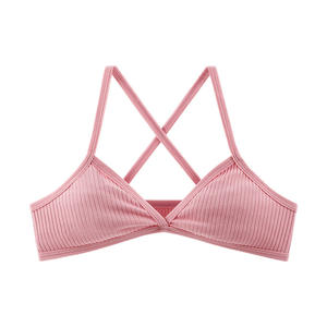 Soutiens-gorge en coton confortables pour femmes, style sport fin, bralette sans doublure, sexy, décolleté profond en V, bonnet triangulaire, dos croisé, camisoles sans couture - Product Image 3